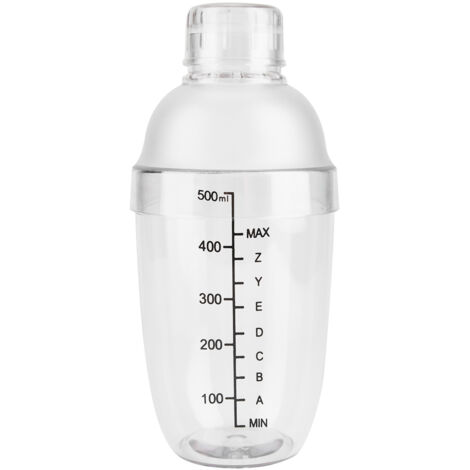 Anti leakage Transparent PC Resin Cocktail Shaker Mixer with Scale Bar Tool(500ml) (1/5)