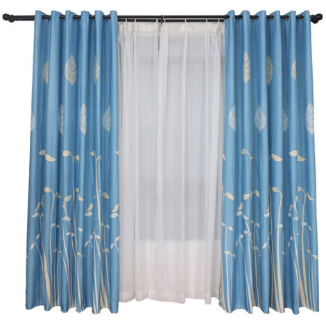 Polyester Window Curtain Shade Bedroom Living Room Kitchen Decor (Blue) (1/5)