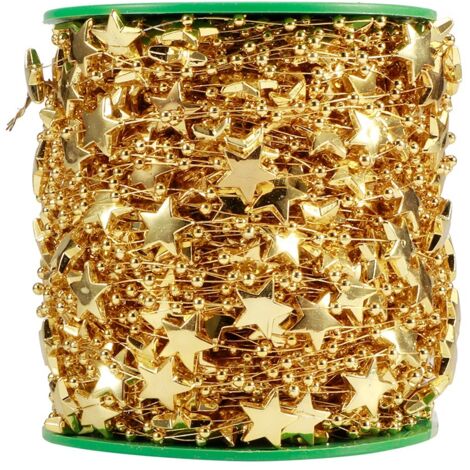 DIY Star Faux Pearls Beads String Garland for Christmas Tree Wedding Party Bouquet Decoration(Gold FivePointed Star ) (1/5)