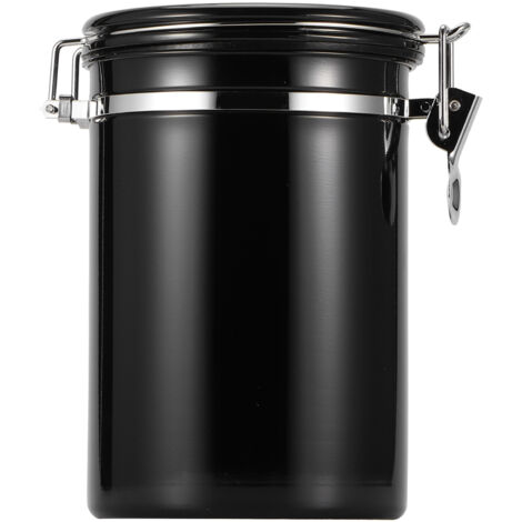 Stainless Steel Sealed Tank MoistureProof Coffee Bean Tea Storage Pot with Air Evacuation Valve(Black 1.8L (About Holding 750g)) (1/5)