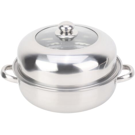 28CM Stainless Steel Single Layer Stockpot Hotpot Food Steamer Pot Cookware Household Cooking (1/5)