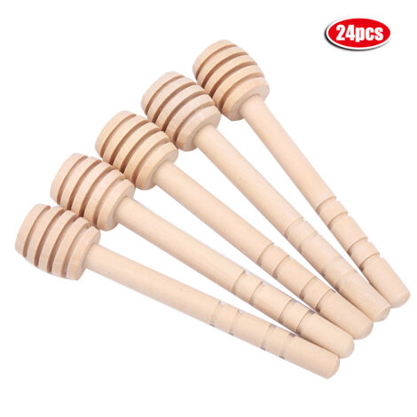 24Pcs Wooden Honey Dripper Stick Server Jam Syrup Drizzler Stirring Rod Kitchen Gadgets (10cm) (1/5)