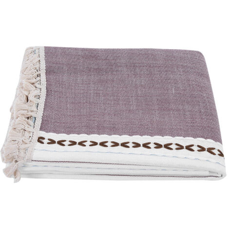 Tassel Cotton Linen Fabric Dust Proof Tablecloth Table Cover Tabletop Decoration(Brown 5555in) (1/5)