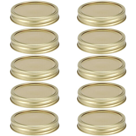 Split Type Glass Jar Canning Lids Round Food Container Sealing Cover Kitchen Accessory(10Pcs 70mm Gold Circular Ring+Cover Plate )
