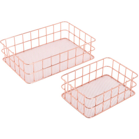 2pcs Multifunctional Household Iron Cosmetics Storage Fruit Holder Plate Container Basket Organizer (1/5)