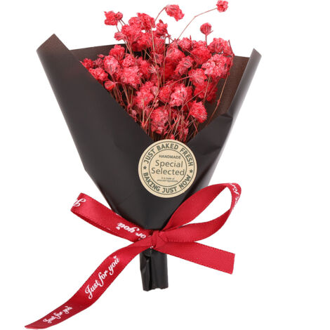 Natural Dried Flower Mini Bouquet Flowers Wedding Decoration Photo Props (Red)