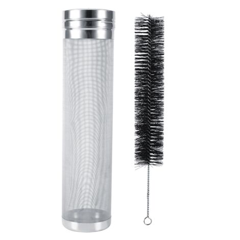 Stainless Steel Beer Hop Filter With 300 Micrometers Mesh Cleaning Brush Kit for Homebrew Kegs7x29cm / 2.8x11.4in Hop Filter with Cleaning Brush Set
