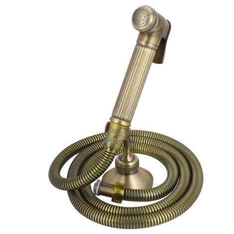 G1/2in Vintage Copper Hand Held Toilet Seats Bidet Sprayer with Hose Fixed Base Bathroom Supply (1/5)