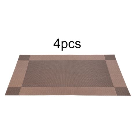 4 Pcs Placemat Fashion PVC Dining Table Mat Plate Pads Coasters Table Cloth Pad(Coffee) (1/5)