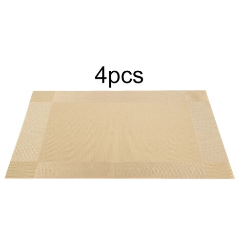 4 Pcs Placemat Fashion PVC Dining Table Mat Plate Pads Coasters Table Cloth Pad(Gold) (1/5)