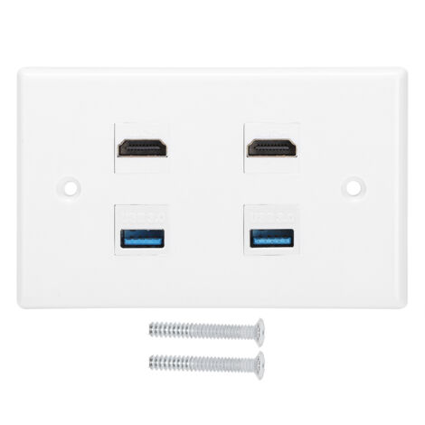 2 HDMI Female to Female Buckle 2USB Buckle Wall Plate Panel for Home Hotel (1/5)