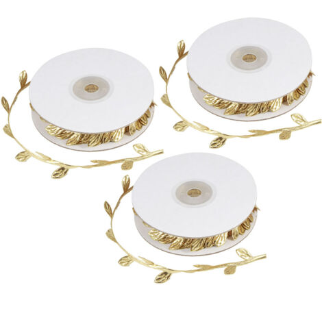 3 Roll Artificial Leaves Vine DIY Kindergarten Craft Wedding Decoration AccessoryGold (1/5)