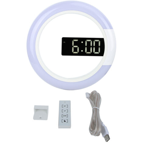 Innovative Modern Style LED Wall Clock Home Decoration with Alarm Temperature Light FunctionWhite (1/5)