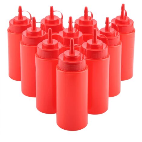 460ml 10pcs / Set Plastic Condiment Dispenser for Sauce Oil Cream Vineger (Red) (1/5)