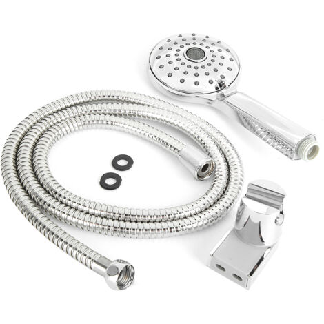 G1/2in Electroplating Hand Shower Set Handheld Shower Head Hose Bracket Kit Accessories (1/5)