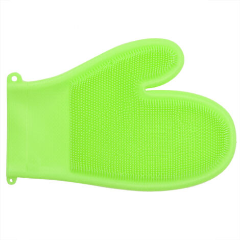 High Temperature Resistant Anti skid Anti scald Silicone Glove for Home Kitchen (Grass Green) (1/5)