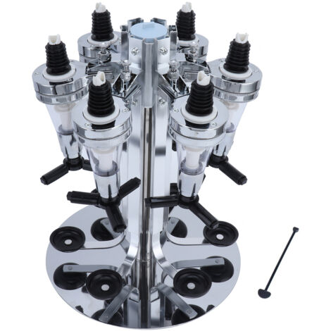 Rotating Wall Mounted 6 Bottle Stand Optic Dispenser Drinks Wine Steel Bar Butler (1/5)