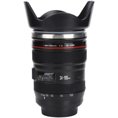 Simulation Camera Lens Cup Stainless Steel Coffee Cup Mugs with Retractable Lid Photographer Lovers Gift (1/5)
