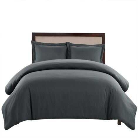 Blue Comforter Set Twin Queen King Printed Cotton Bedding Set Soft simple (USA-king Dark Gray) (1/5)