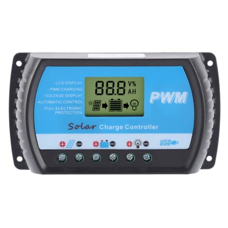 12V 24V PWM Solar Controllers LCD Display Solar Charge Controller with USB (30A) (1/5)