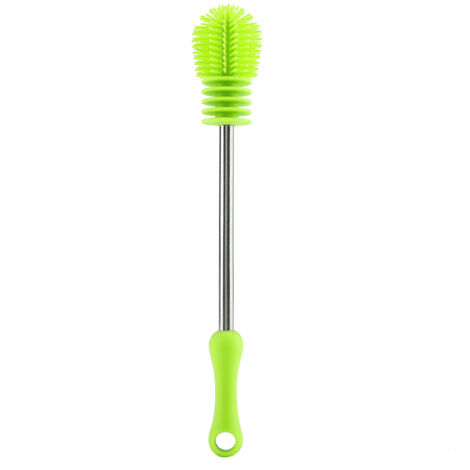 360° Rotary Silicone Bottle Brush Kitchen Cleaner with Anti slip Handle for Washing Green (1/5)