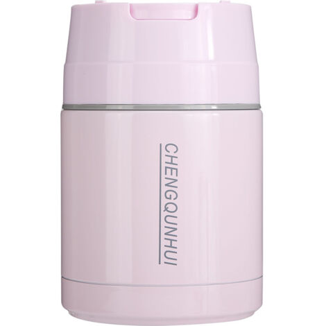 800ml Stainless Steel Portable Vacuum Thermal Cup Pot Lunch Box Insulated Food Container Pink (1/5)