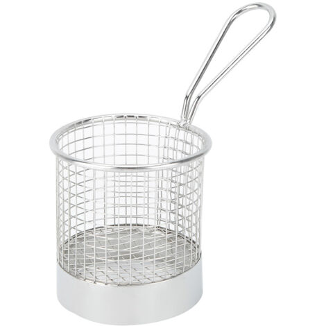Stainless Steel Round Dessert Fries Chip Basket Fruit Food Container Holder Kitchen Tool (1/5)