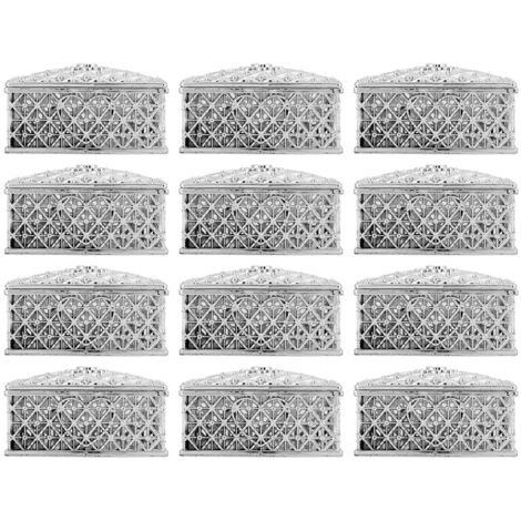12PCS Square Treasure Chest Shape Candy Boxes Wedding Favor Party Hollow Plastic Candy Gift ContainerSilver (1/5)