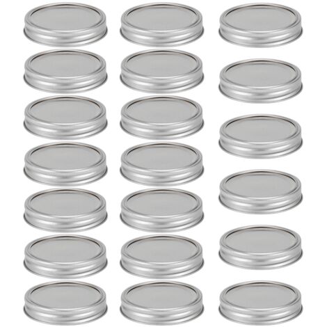 Stainless Steel SplitType Mini Glass Jar Lids Container Sealing Cover for Spice Honey Storage(20Pcs 86mm Silver Circular Ring+Cover Plate )