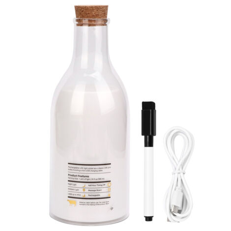 USB Rechargeable LED Bedside Lamp Milk Bottle DIY Message Night Light for Bedroom (1/5)
