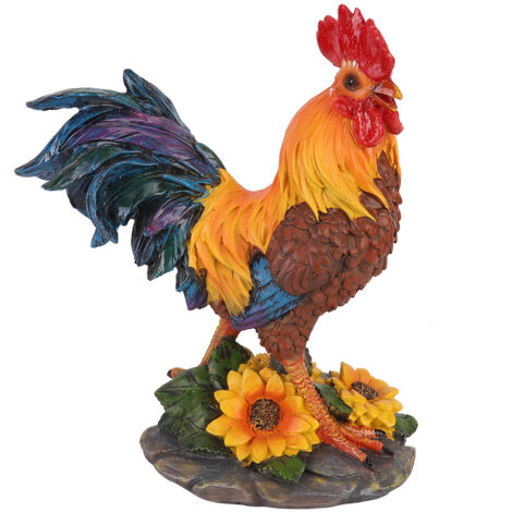 Home Courtyard Garden Decoration Outdoor Decorative Rooster Model Statue Sculpture Art Craft OrnamentRed Brown Small Rooster Model (1/5)