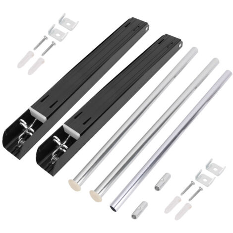 120cm Rod Space Aluminum Wall Folding Dual Bracket Clothes Hanger Retractable Drying RackBlack (1/5)