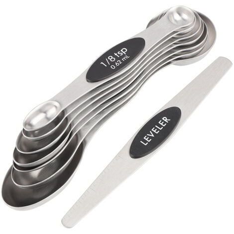 8Pcs/Set Stainless Steel Magnetic Measuring Spoons Cups with Scraper for Coffee Seasoning (1/5)