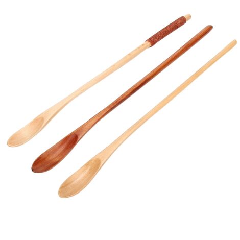 3Pcs Long Handle Wood Spoon Kit Coffee Milk Honey Mixing Stirring Spoon Kitchen Tableware (1/5)