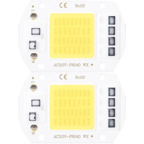 2PCS AC110V 50W High Bright Integrated LED Chip Light Source COB Chips 6x4cm Warm