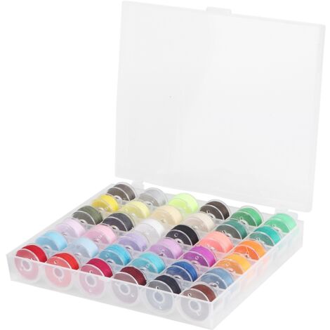 Transparent Bobbin Storage Box 36 Grid with Colorful Bobbin Thread Sewing Machine Supplies (1/5)