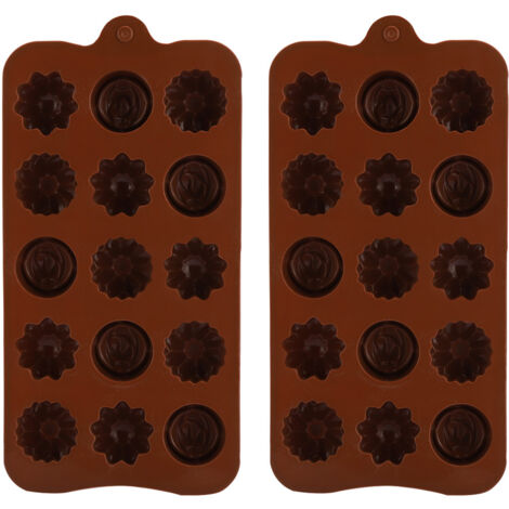 2Pcs 15-Grid Beautiful Flower Shape Silicone Cake Mold Chocolate Mold DIY Baking Tool Accessory (1/5)