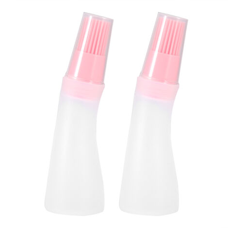 2Pcs Household Barbecue Silicone Oil Bottle with Brush Kitchen Baking Barbecue ToolPink (1/5)