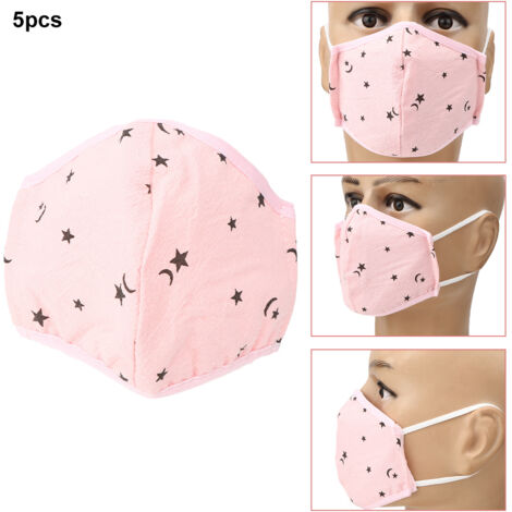 5pcs Children Anti-fog Mouth Muffle Dust Proof Washable Breathable Mouth CoverPink