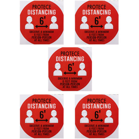 5PCS Social Distancing Ground Sticker Distance Marker Floor Signs Decal for School Market Public AreaOrange (1/5)