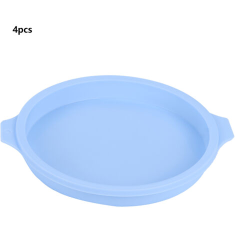 8 Inch Silicone Round Shape Cake Mold Baking Tray Plate Accessories for Colorful Cake4Pcs Blue (1/5)