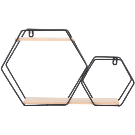 Wall Mounted No Punch Shelves Display Storage Rack Home Office Decoration(Black ) (1/5)