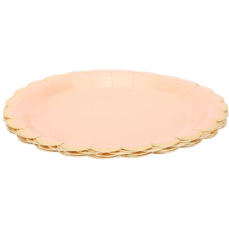8pcs 7in Disposable Paper Round Plate Birthday Wedding Party Supplies Dish TablewarePink 8pcs 18cm /7in (1/5)