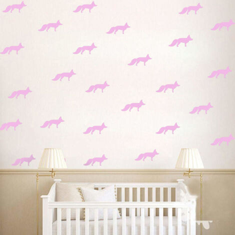 Vinyl Wall Sticker Fox Shaped Decal for Nursery Dormitory Bedroom Home Decoration(Pink) (1/5)