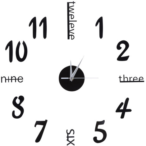 Wall Sticker digital clock stickers Wall Clock DIY 3D Decorative Wall Clock for Home Black (1/5)