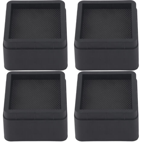 4PCS Durable Stackable Bed Risers Black Square 2" Furniture Legs Floor Feet Protectors (1/5)