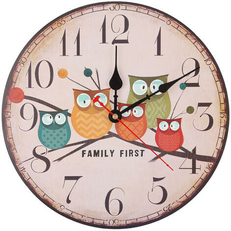 12" Home Decor Clock Colorful Retro Style Silent Non Ticking Quartz Wall Clock (2) (1/5)