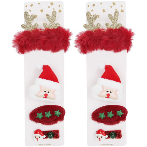 2 Set Cute Hairpin Brooch Hairband Hair Accessories Christmas Gift Decoration for Kid GirlsSanta Claus Type (1/5)