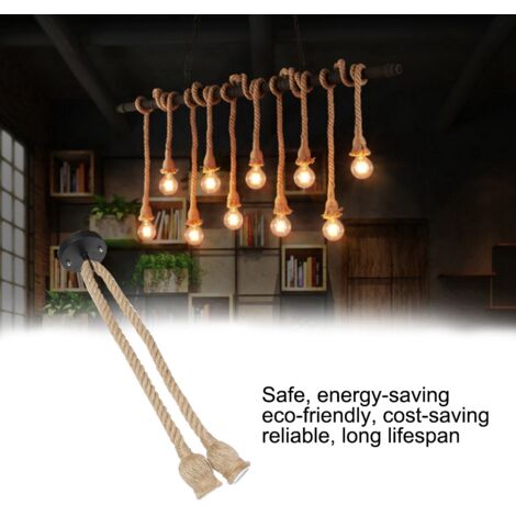 E27 Lamp Base 1m Hemp Rope Cord Electric Wire DIY Pendant Decorative ...