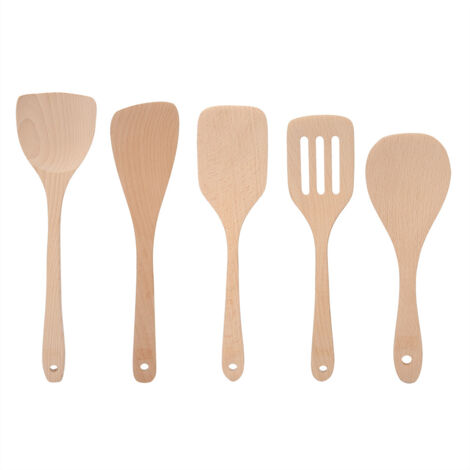 5Pcs Set Wood Spatula Spoon Cooking Tool Home Kitchen Utensils Kit for Non-Stick Pan (1/5)
